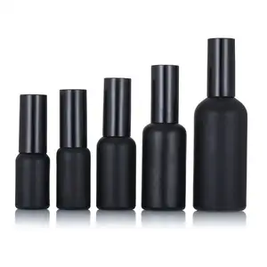 Hot sale Custom Frosted Glass Spray Bottle 100ML Perfume Black Tall Glass Bottle For Room Spray Cosmetic glass bottle supplier