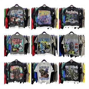 Camiseta de manga corta para hombre con estampado de calavera retro, estilo RoughPlay, con incrustaciones de piedras, lavada, rasgada y con patchwork, de moda americana transfronteriza. - Product Image 3