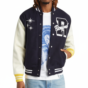 Veste de baseball en satin 100% polyester personnalisable pour hommes, blouson d'hiver style de rue Hip Hop, blouson brodé - Product Image 1