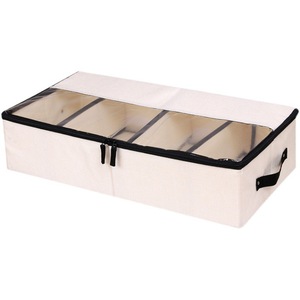 Boîte de rangement pliable 18L avec couvercle, empilable, organisateur de vêtements et de chaussures sous le lit, design rectangulaire de couleur unie - Product Image 5