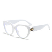 Nuevas gafas lisas de ojo de gato, decoración de cabeza de serpiente de Metal personalizada, gafas de moda, montura de PC, gafas de mujer