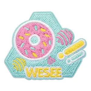 Hot sale custom brand logo 3d puff embroidered badges iron on patches for garment applique