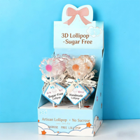 Sucettes dures fruitées sans sucre de 20g (motifs Dauphin, Licorne, Marguerite, Cerise, Queue de Sirène, Astronaute) en sachet pelliculé