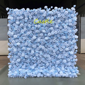 O-W011 Mur de fleurs en tissu enroulable 8ft x 8ft pour événements, décoration de mariage, mur de fleurs artificielles, mur de roses en soie, décoration florale - Product Image 5