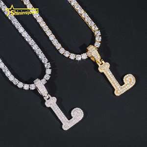 Nouvelle lettre initiale <span class=keywords><strong>L</strong></span> Moissanite <span class=keywords><strong>pendentif</strong></span> en argent Sterling 925 Hip Hop bijoux personnalisé hommes glacé nom Moissanite <span class=keywords><strong>pendentif</strong></span> - Product Image 2