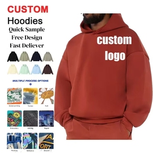 เสื้อฮู้ดดี้โอเวอร์ไซส์ผู้ชาย ปักโลโก้ตามสั่ง ผ้าฝ้าย 100% ลายตัวอักษร เสื้อผ้าสตรีทแวร์ฤดูหนาว เสื้อฮู้ดแขนยาวผู้ชายแบบปกติ - Product Image 1