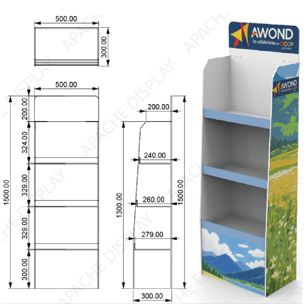 Apache Customizable Pegboard FSDU Display Stand Cardboard Display Rack for Retail Store & Supermarket Display Shelf — view 5