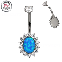 Piercing de nombril en titane ASTM F136 14G, multicolore, avec zircon, opale et diamant, bijoux de corps, vente chaude
