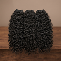 Rambut Keriting Alami India 1B, Bundel Rambut Manusia Virgin 100% Virgin, Jahitan Mesin Ganda, Grosir