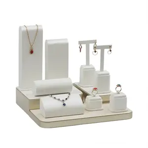 MASON White Pu Leather Jewellery Store Counter Display Props Necklace Earring Ring Jewelry Display Stand Wholesale Jewelry Tray