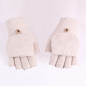 Nuevos Guantes de Lana <span class=keywords><strong>100</strong></span>% Tejidos con Diseño Jacquard a Rayas para Ciclismo de Invierno, Uso Diario, Cálidos, Tipo Concha, Medios Dedos - Product Image 4