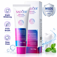 Vente en gros de dentifrice blanchissant spécialisé 100g, OEM & ODM, triple éclaircissement, nettoyage en profondeur, gel anti-taches