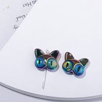 Perles acryliques fantaisie en forme de tête de chat aux grands yeux, trou droit, perles en vrac, fournitures de bricolage pour enfants