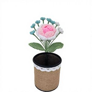 Regalos para el Día del Maestro y la Temporada de Graduación: Serie de Portaplumas Hechos a Mano y Ecológicos con Forma de Hoja de Algodón Tejido a Crochet para Escritorio de Oficina - Product Image 3