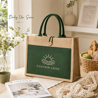 Sac de plage réutilisable personnalisé avec logo imprimé, écologique, en jute, avec fermeture à bouton, vente en gros