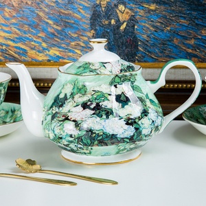 Van Gogh Oil Painting White Rose Gold Edge Kitchen Accessories Ceramic Coffee <b>Tea</b> <b>Set</b> - Product Image 5