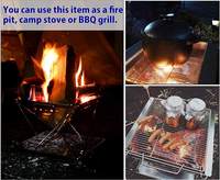 CAMPINGMOON Barbecue Pliant Extérieur en Acier Inoxydable pour Jardin et Forêt, Grille à Charbon de Bois Grande Taille, Brasero pour Rôtir
