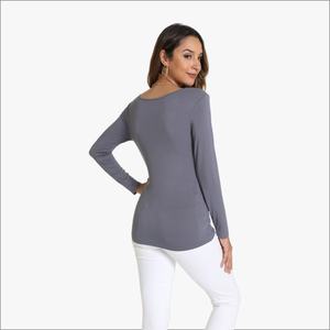 Camisetas de Manga Larga con Cuello Redondo de Bambú para Mujer, Camisetas Modales al por Mayor para Mujer - Product Image 2