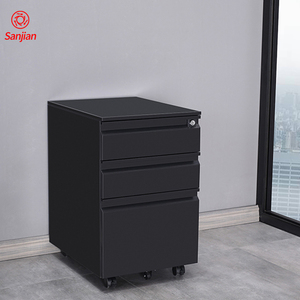 Muebles de oficina de metal y acero de diseño moderno, archivador pequeño de 3 cajones, con mango de acero para pedetal móvil - Product Image 5