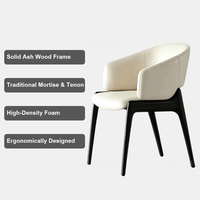 Fauteuil de salle à manger moderne en cuir PU BST, chaises d'appoint rembourrées, chaises de cuisine confortables avec structure en bois massif