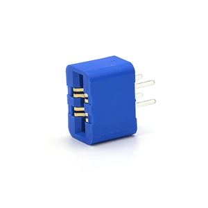 ขั้วต่อสล็อตบัส805 DIN ขั้วต่อทองแดงชุบทอง1U "180แบบจุ่ม PC4.8วัสดุ PBT H12.0mm 3.96*5.08สีฟ้า4P PCB - Product Image 1