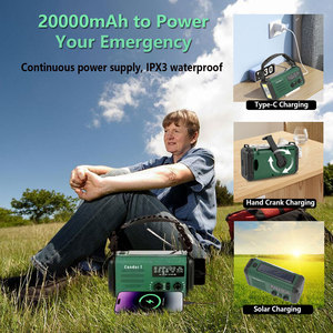 Libre OEM LOGO 20000mAh emergencia Solar manivela <span class=keywords><strong>Radio</strong></span> impermeable FM/<span class=keywords><strong>AM</strong></span>/NOAA tiempo NoodRadio, linterna portátil de supervivencia y SoS - Product Image 2