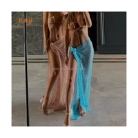 Vestido largo de ganchillo envuelto personalizado para cubrir la playa, traje de baño, ropa de playa, pareo de Bikini para mujer, venta al por mayor, falda larga con lazo envolvente