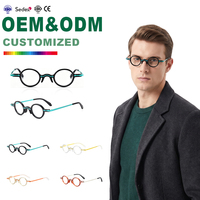 Montures de lunettes en acétate faites à la main Design rétro coloré pour hommes femmes Montures rondes en diamant Lunettes optiques