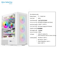 Boîtier PC assemblé Nine-Tailed Fox T11, châssis de jeu ATX complet avec panneau latéral transparent, compatible MATX, en acier laminé à froid