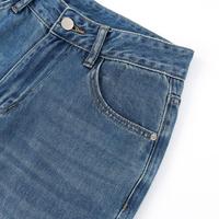 Pantalon en jean vintage délavé coupe droite pour homme, respirant et brodé