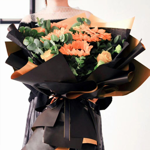 Papel de regalo impermeable, ramo de papel dorado, papel de regalo negro, decoración de flores rosas, floristería - Product Image 4