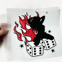 Autocollants de transfert thermique DTF personnalisés prêts à poser sur feuille groupée pour T-shirts, décalcomanies et autocollants d'impression par transfert thermique pour vêtements