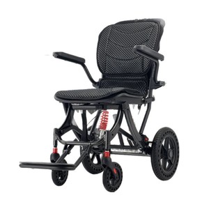 Silla de ruedas manual KS de aleación de aluminio, plegable, ligera y portátil, con doble amortiguación, para viajes de personas mayores. - Product Image 1