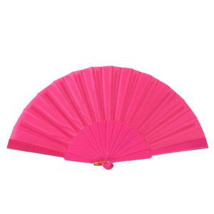 Éventail pliant en tissu de haute qualité, 23 cm, couleur noire, logo personnalisé imprimé, éventail à main en plastique pour promotion et festival - Product Image 3