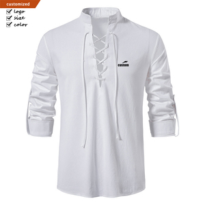 <strong>Mens</strong> <strong>Pirate</strong> <strong>Shirt</strong> Retro Renaissance Medieval Gothic Victorian Halloween Costume Casual Cotton Linen Lace up Hippie <strong>Shirts</strong> - Product Image 2
