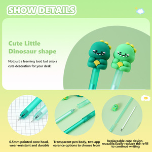 2-पैक 0.5 मिमी जेल पेन डायनासोर कैप डिजाइन, फफोले कार्ड पैक - Product Image 3