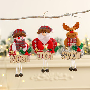 Nouvelles décorations de Noël transfrontalières, ornements pour sapin de Noël, lettres en bois, père Noël, bonhomme de neige, ornements en forme de cloche - Product Image 2