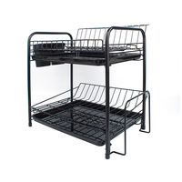 Égouttoir à vaisselle double couche en fer pour cuisine, support de rangement multifonctionnel pour tasses, bols et baguettes, non pliable, minimaliste