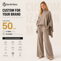 Ensemble deux pièces élégant en maille pour femme, idéal pour l'automne, le quotidien, le bureau ou la rue : pull à col roulé et pantalon large, tenue décontractée.
