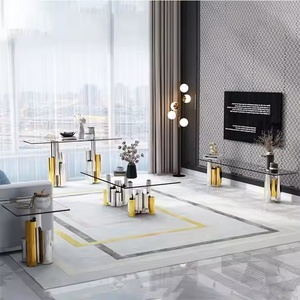 Europäischer <span class=keywords><strong>TV</strong></span>-Tisch mit Luxuriöser Metallbasis Glas und Edelstahl für Zuhause Schlafzimmer Küche Esszimmer mit Aufbewahrungsfunktion - Product Image 3
