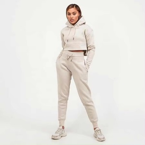 Sudadera Corta con Capucha y Logotipo Personalizado para Mujer, Sudadera Corta de Manga Larga de Color Sólido, Chándal para Mujer - Product Image 1