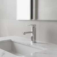 Robinet de lavabo moderne monotrou en alliage de zinc chromé doré, à poignée unique, pour eau chaude et froide, pour salle de bain