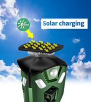 Nouveau Tri-face 360 extérieur intelligent solaire ultrasons Animal répulsif cerf/Pigeon/chat/cochon sauvage/solaire antiparasitaire Animal répulsif