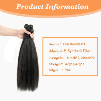 Ekstensi rambut lurus Kinky kualitas tinggi 4x4 HD bagian tengah transparan penutupan renda 4 bundel rambut sintetis pakan Yaki