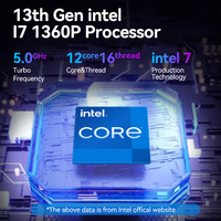 Intel Mini PC Core i5 i7 1360P DDR5 HD DP Thunerbolt 8K 2.5G LAN Ordinateur de bureau Win11 Linux Barebone PC Gamer