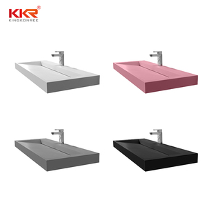 Negro sólido superficie colgado en la pared de la cuenca de forma cuenca forma baño lavabos - Product Image 5