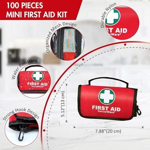 Petite trousse de premiers soins portable de <span class=keywords><strong>100</strong></span> pièces pour la maison, le camping, les fournitures d'urgence et médicales de randonnée - Product Image 2
