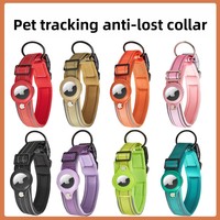 Collier GPS pour chien, motif uni, en nylon, fermeture à boucle, compatible avec les races petites/moyennes/grandes/très grandes, anti-perte pour animaux de compagnie