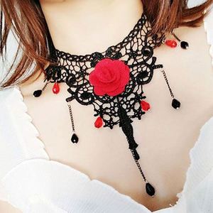 Dark Gothic Vintage Rose Flower Choker Collarbone <b>Chain</b> Necklace for Women Diamond Pearl <b>Copper</b> Religious Parties Gifts - Product Image 4