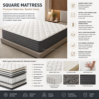 Matelas de luxe à ressorts ensachés King Size en tissu de bambou et latex avec système de ressorts indépendants, mousse haute densité, matelas de lit d'hôtel